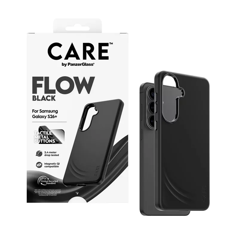 PanzerGlass CARE™ by ® Flow ümbris must Qi-ga Samsung Galaxy S26+