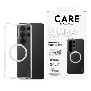PanzerGlass CARE™ by ® Samba Case läbipaistev valge Qi-ga Samsung Galaxy S26 Ultra