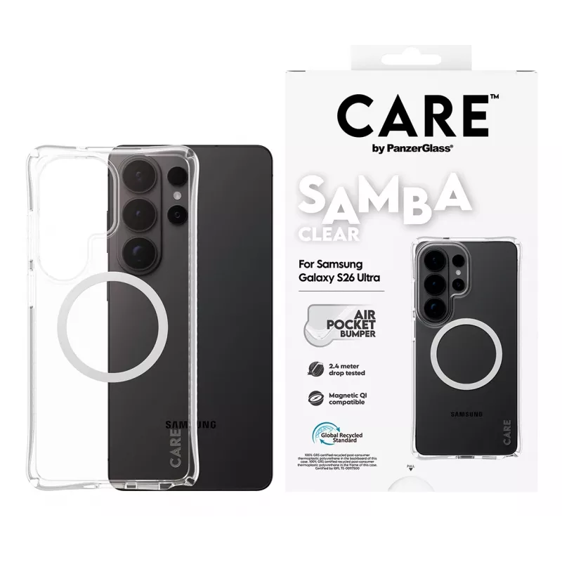 PanzerGlass CARE™ by ® Samba Case läbipaistev valge Qi-ga Samsung Galaxy S26 Ultra