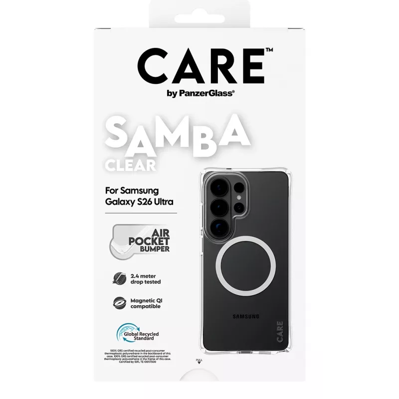 PanzerGlass CARE™ by ® Samba Case läbipaistev valge Qi-ga Samsung Galaxy S26 Ultra