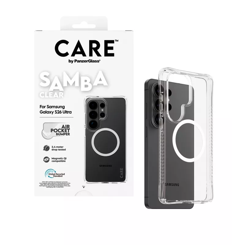PanzerGlass CARE™ by ® Samba Case läbipaistev valge Qi-ga Samsung Galaxy S26 Ultra