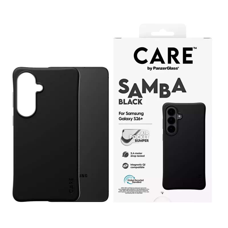 PanzerGlass CARE™ by ® Samba ümbris Must Qi-ga Samsung Galaxy S26+