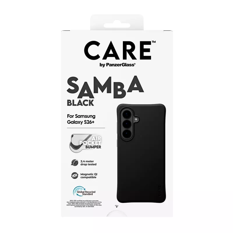 PanzerGlass CARE™ by ® Samba ümbris Must Qi-ga Samsung Galaxy S26+