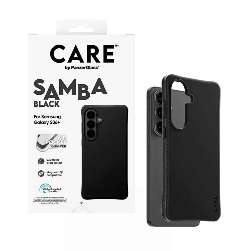 PanzerGlass CARE™ by ® Samba ümbris Must Qi-ga Samsung Galaxy S26+