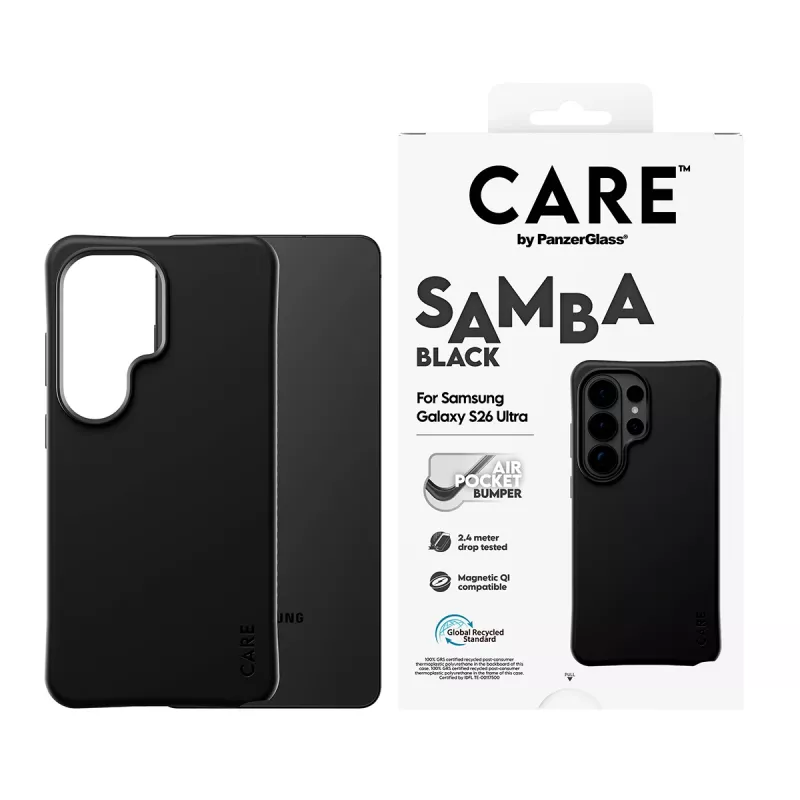 PanzerGlass CARE™ by ® Samba ümbris Must, Qi-ga Samsung Galaxy S26 Ultra