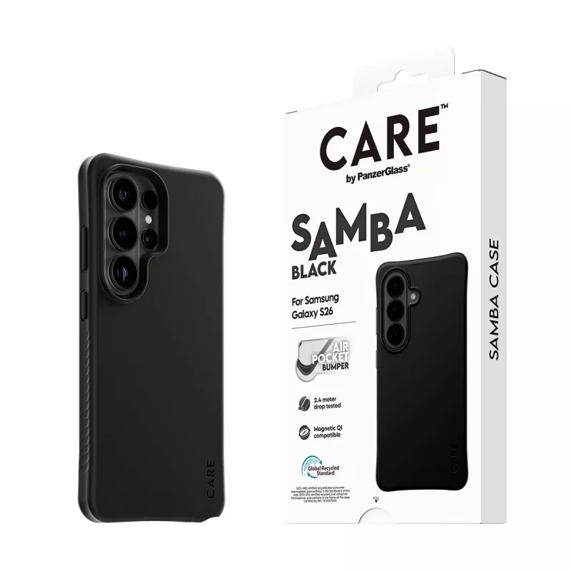 PanzerGlass CARE™ by ® Samba ümbris Must, Qi-ga Samsung Galaxy S26 Ultra