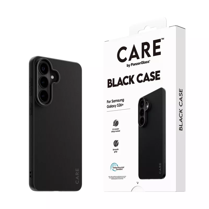 TPU ümbris Samsung Galaxy S26+ jaoks, PanzerGlass CARE™ — must