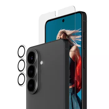 PanzerGlass ekraanikaitsekomplekt Samsung Galaxy S26-le — Hoops 2-in-1 Ultra-Wide Fit, karastatud klaas + PET/silikoonkihid