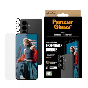 PanzerGlass ekraanikaitsekomplekt Samsung Galaxy S26-le — Hoops 2-in-1 Ultra-Wide Fit, karastatud klaas + PET/silikoonkihid