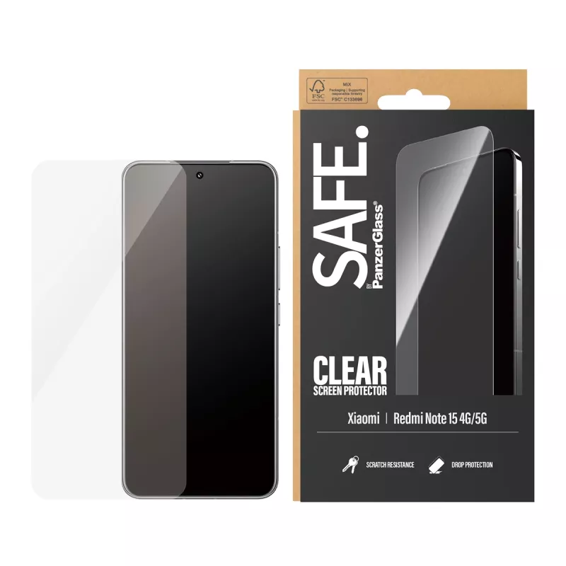 PanzerGlass SAFE. by ® ekraanikaitse Xiaomi Redmi Note 15 4G | 5G | ülilai sobivus