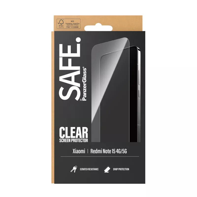PanzerGlass SAFE. by ® ekraanikaitse Xiaomi Redmi Note 15 4G | 5G | ülilai sobivus