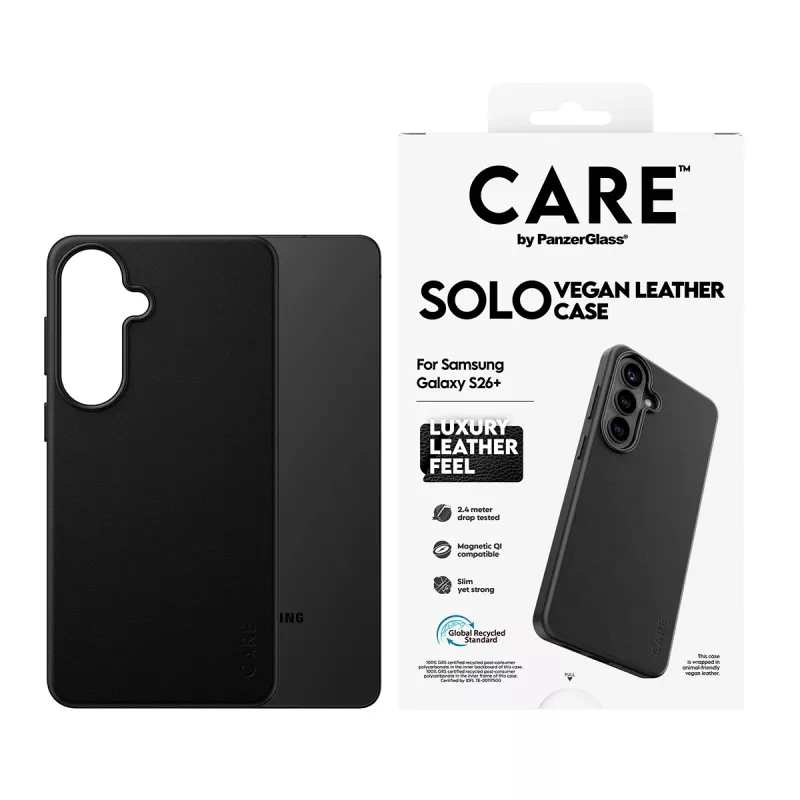 Telefoni ümbris PanzerGlass CARE Solo ümbris Samsung Galaxy S26+ jaoks — Must, ühildub Galaxy S26+ mudeliga