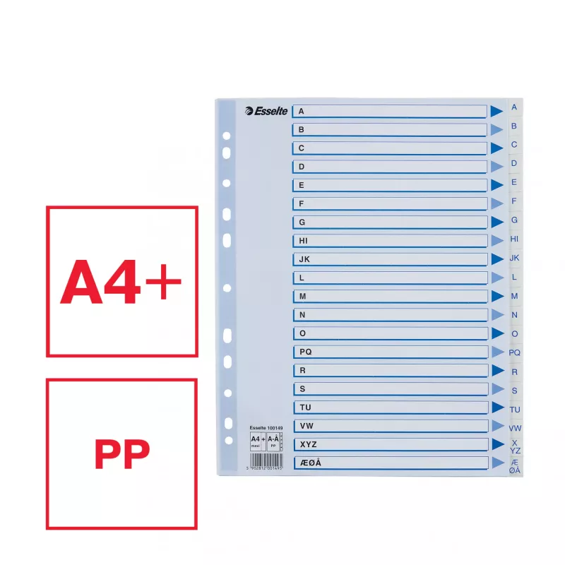 Esselte 100149 registriindeks Polüpropüleen (PP) Valge