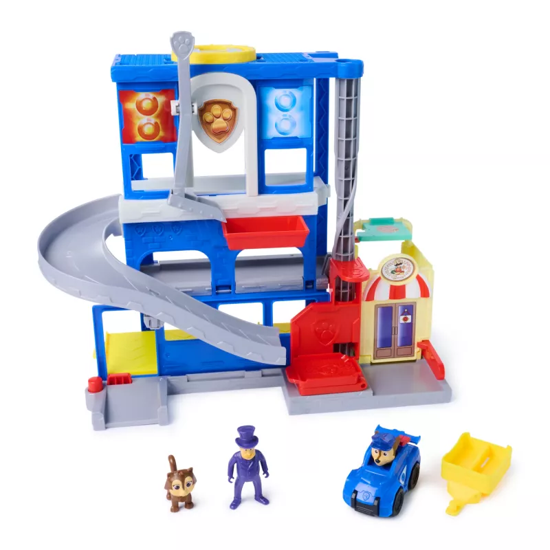 PAW Patrol : Pup Squad, Search & Rescue HQ Playset koos Chase Pup Squad Raceri, Humdingeri märulifiguuri ja kiisukaaslasega, laste mänguasjad poistele ja tüdrukutele alates 3. eluaastast