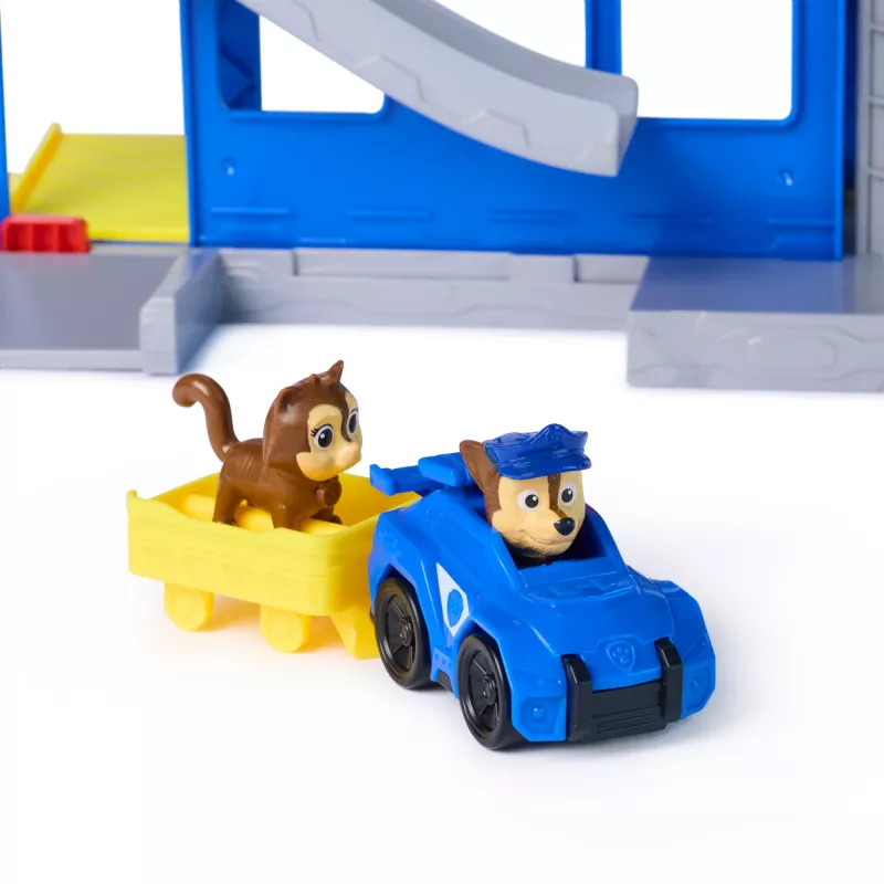 PAW Patrol : Pup Squad, Search & Rescue HQ Playset koos Chase Pup Squad Raceri, Humdingeri märulifiguuri ja kiisukaaslasega, laste mänguasjad poistele ja tüdrukutele alates 3. eluaastast