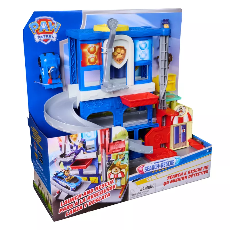 PAW Patrol : Pup Squad, Search & Rescue HQ Playset koos Chase Pup Squad Raceri, Humdingeri märulifiguuri ja kiisukaaslasega, laste mänguasjad poistele ja tüdrukutele alates 3. eluaastast