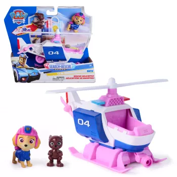 PAW Patrol: Otsing ja pääste, Skye päästehelikopter 2 figuuriga, kangelashelikopteri mänguasi tagasitõmbamistoiminguga, laste mänguasjad poistele ja tüdrukutele alates 3. eluaastast
