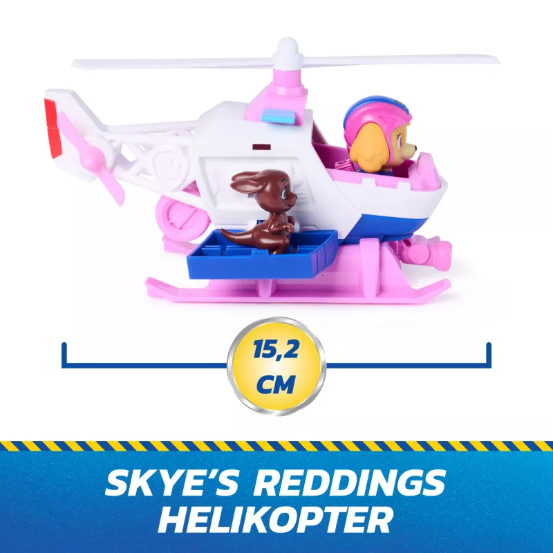 PAW Patrol: Otsing ja pääste, Skye päästehelikopter 2 figuuriga, kangelashelikopteri mänguasi tagasitõmbamistoiminguga, laste mänguasjad poistele ja tüdrukutele alates 3. eluaastast