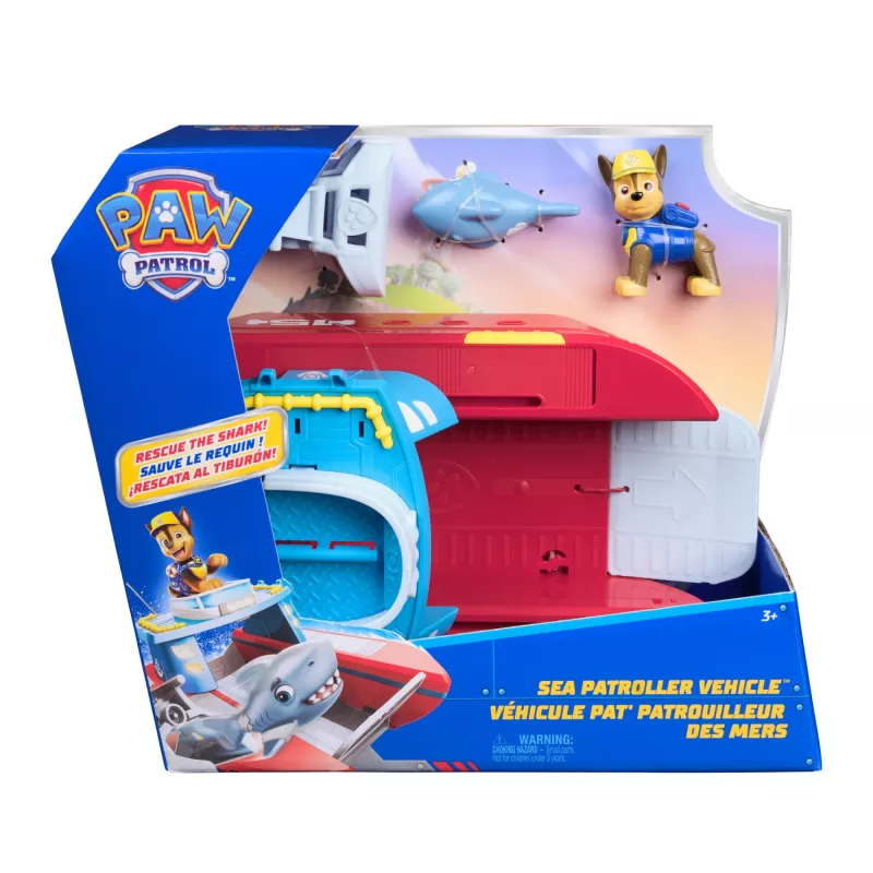 PAW Patrol'i merepatrulli sõiduk Chase'i ja haikujukesega, 2 patrullimisrežiimi, mänguasjad poistele ja tüdrukutele alates 3. eluaastast