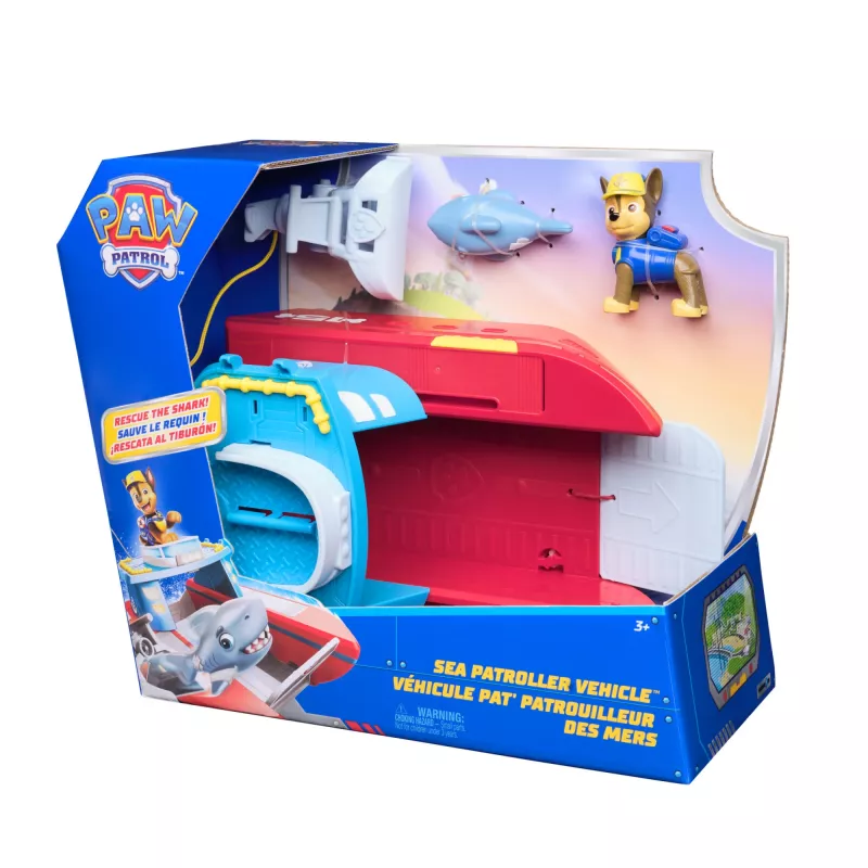 PAW Patrol'i merepatrulli sõiduk Chase'i ja haikujukesega, 2 patrullimisrežiimi, mänguasjad poistele ja tüdrukutele alates 3. eluaastast