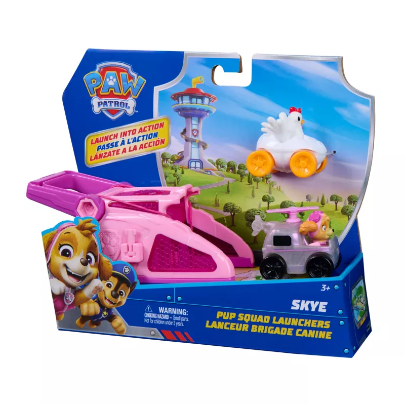 PAW Patrol Skye Pup Squad käivitusseadmed koos Chickaletta sõidukiga, 2-osaline komplekt, laste mänguasjad poistele ja tüdrukutele alates 3. eluaastast
