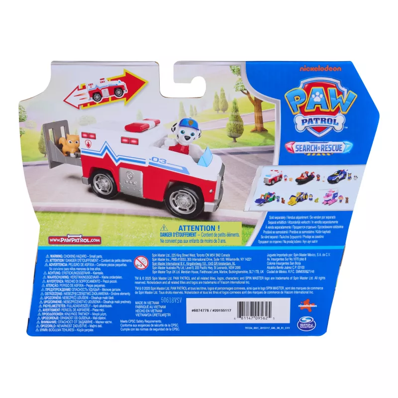 PAW Patrol: Search & Rescue, Marshall Rescue Responder sõiduk 2 figuuriga, mänguauto tagasitõmbeaktsiooniga, laste mänguasjad poistele ja tüdrukutele vanuses 3+