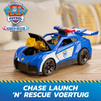 PAW Patrol : Search & Rescue, Chase Launch 'N' Rescue Cruiser, figuuri ja 2 mürsuga, tuled, helid ja peidetud stardiheitja, laste mänguasjad poistele ja tüdrukutele alates 3. eluaastast