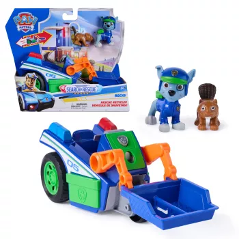 PAW Patrol: Search & Rescue, Rocky Rescue Recycler sõiduk 2 figuuriga, mänguauto tagasitõmbejõuga, laste mänguasjad poistele ja tüdrukutele alates 3. eluaastast