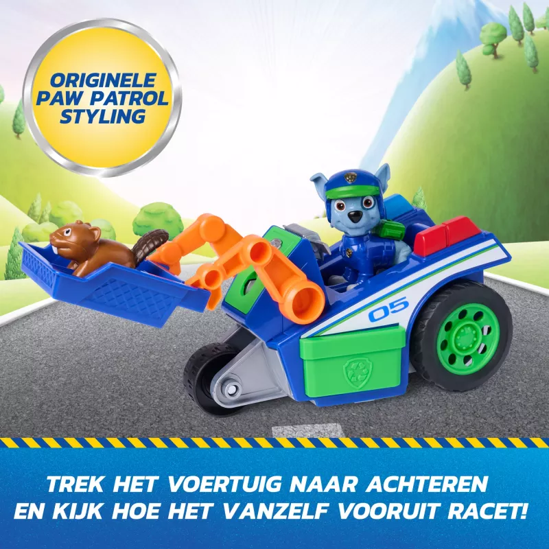 PAW Patrol: Search & Rescue, Rocky Rescue Recycler sõiduk 2 figuuriga, mänguauto tagasitõmbejõuga, laste mänguasjad poistele ja tüdrukutele alates 3. eluaastast