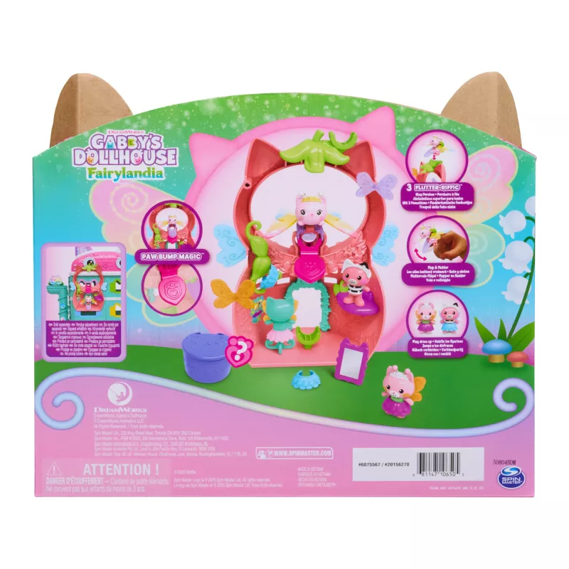 Gabby's Dollhouse Fairylandia, Kitty Fairy’s Flutter-riffic Playset 12 osaga ja eksklusiivse Flutter-riffic sõrmusega, laste mänguasjad tüdrukutele ja poistele alates 3. eluaastast