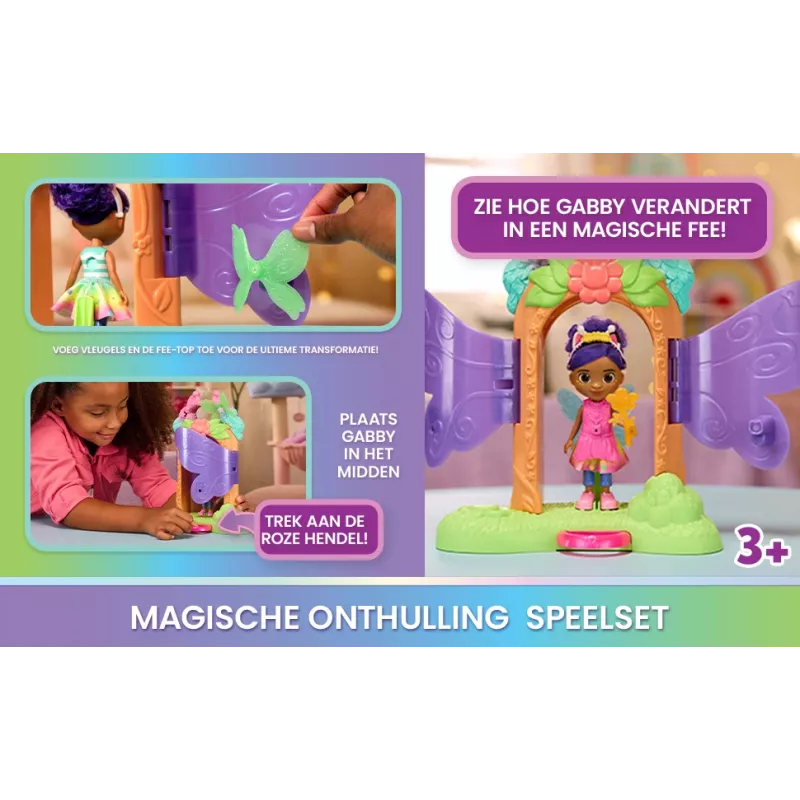 Gabby's Dollhouse Fairylandia, haldjamaagiline paljastusmängukomplekt koos muundamisfunktsiooni ja nukumaja tarvikutega, laste mänguasjad tüdrukutele ja poistele alates 3. eluaastast