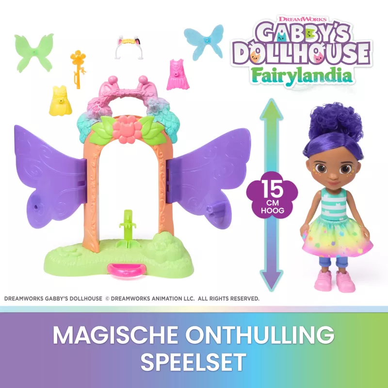 Gabby's Dollhouse Fairylandia, haldjamaagiline paljastusmängukomplekt koos muundamisfunktsiooni ja nukumaja tarvikutega, laste mänguasjad tüdrukutele ja poistele alates 3. eluaastast