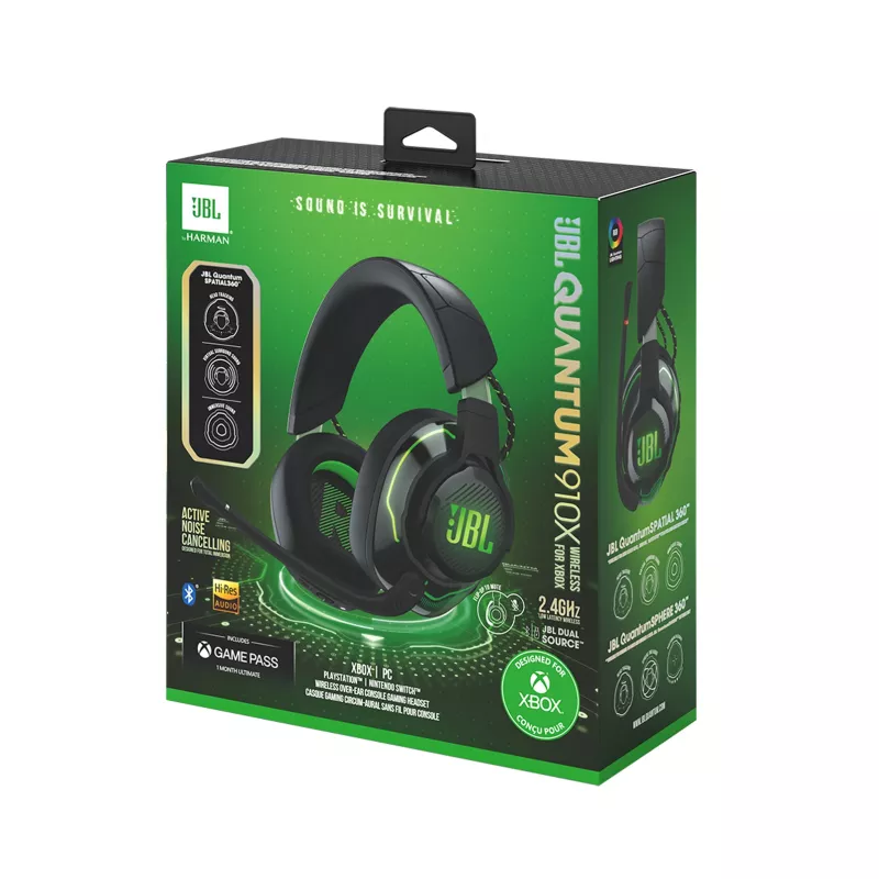 JBL Quantum 910X Peakomplekt Juhtmega ja juhtmevaba Peapael Mängimine USB USB-C Bluetooth Must, Roheline