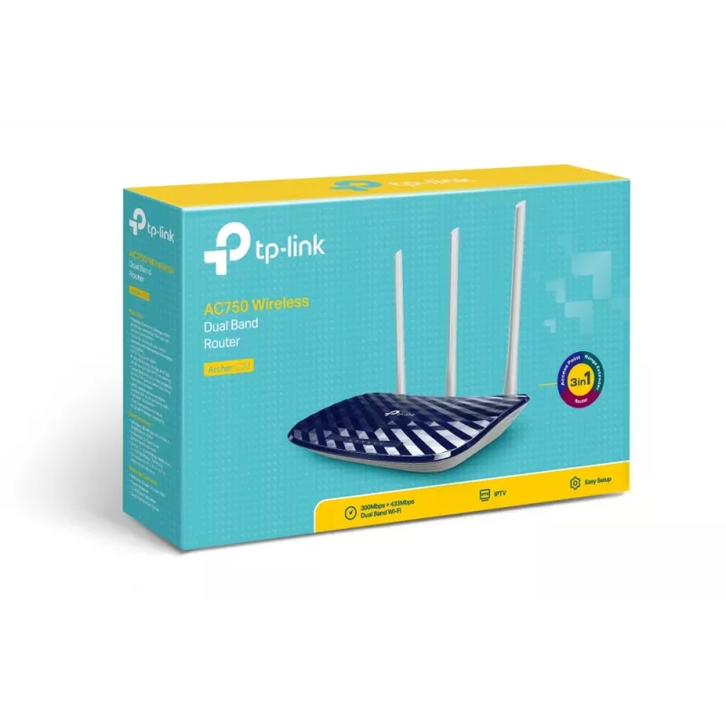 TP-Link AC750 traadita ruuter Fast Ethernet kahesageduslik (2,4 GHz / 5 GHz) must, valge