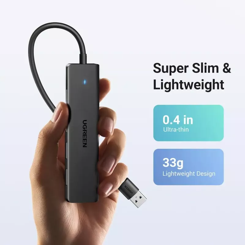 Ugreen USB 3.0 4-PORDIGA JAOTUR USB-A -> 4XUSB Dokkimine USB 3.2 Gen 1 (3.1 Gen 1) Type-A