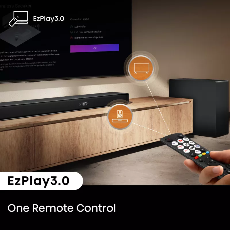 Soundbar Hisense AX5140Q 5.1.4 Dolby Atmos, 600 W RMS, juhtmevaba bassikõlar 280 W, must