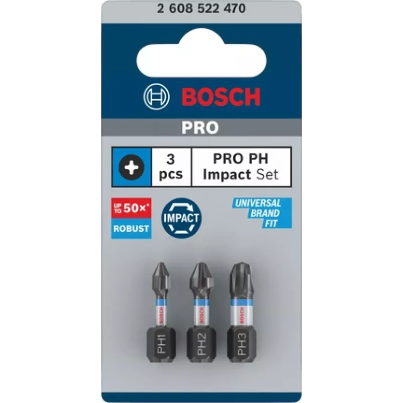 Kruvikeeraja otsakute komplekt Bosch Phillips 3-osaline 2608522470
