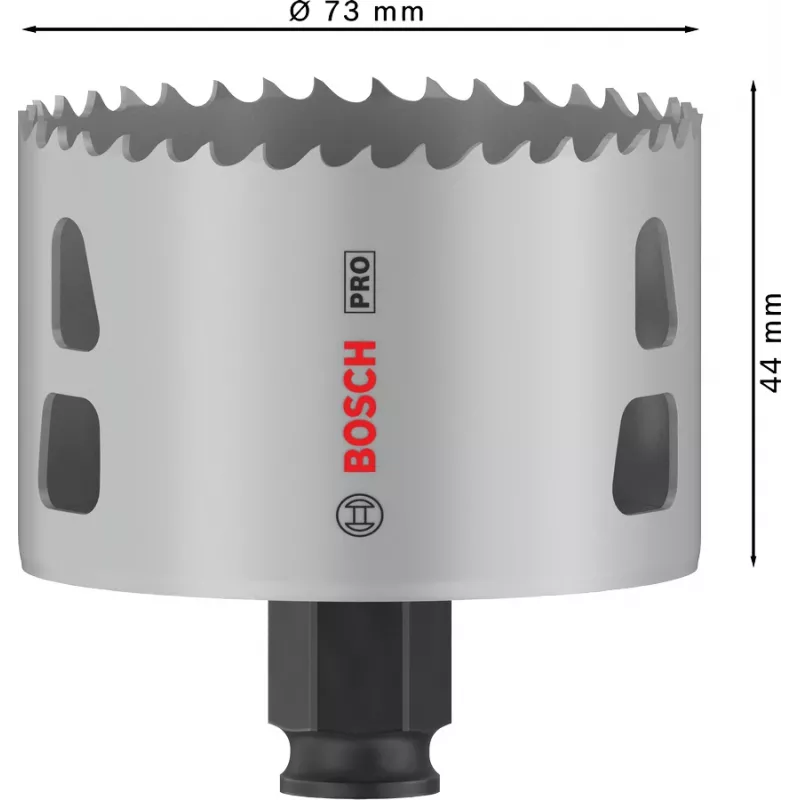 Bosch PRO Multi Material PC Plus, 44/73 mm, üksik, puur, kipsplaat, metall, värviline metall, plast, pehme puit, must, hall, koobalt-teras, koobalt-sulamist kiirlõiketeras (HSS-Co)