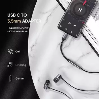 Mobiiltelefoni kaabel Ugreen 30632 USB-C kuni 3,5 mm, must