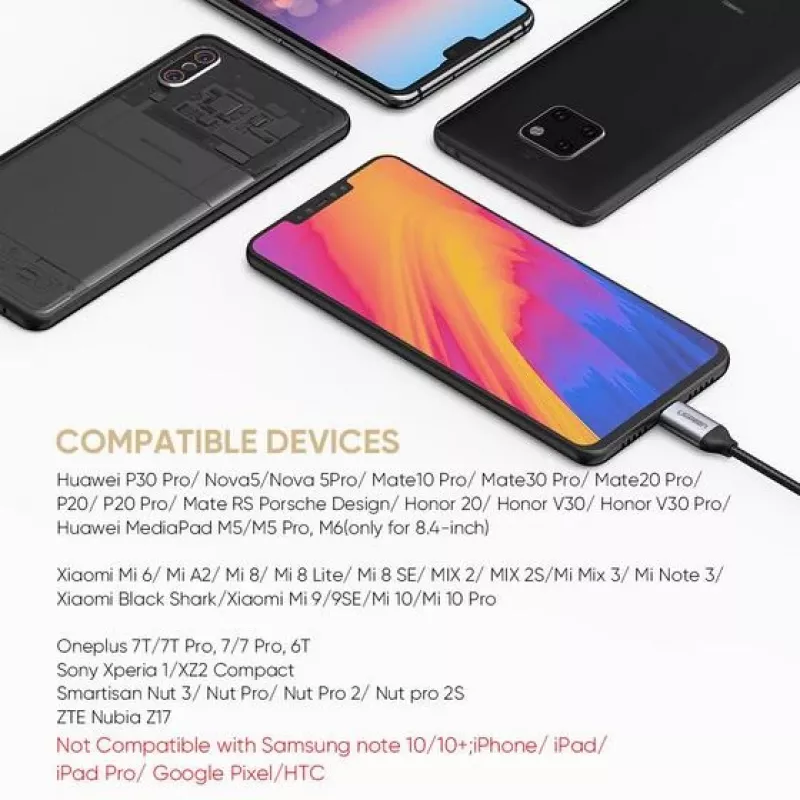 Mobiiltelefoni kaabel Ugreen 30632 USB-C kuni 3,5 mm, must