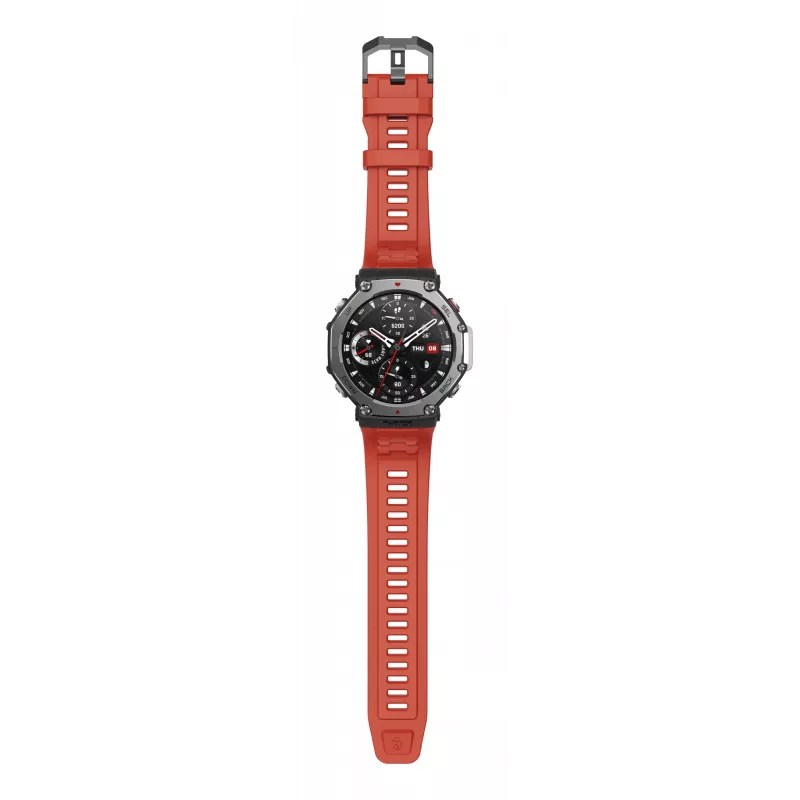 Amazfit T-Rex 3 Lava 3,81 cm (1,5-tolline) AMOLED 48,5 mm digitaalne 480 x 480 pikslit puuteekraan must, roostevaba teras GPS (satelliit)