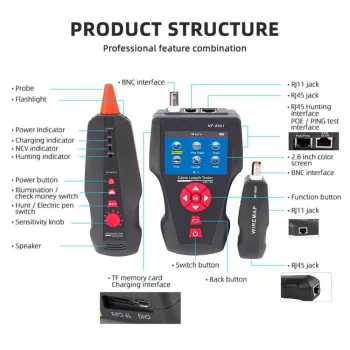 Kaablitester LYNX CS TLCD88 — LCD-tester Cat3/Cat5E/Cat6 ja PoE tuvastamiseks