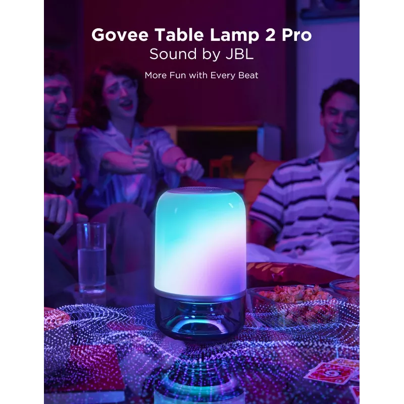 Table Lamp Govee H6020 Table Lamp 2 Pro Sound by JBL — RGBIC + Soe Valge, 600 lm, Wi‑Fi & Bluetooth, 5200 mAh