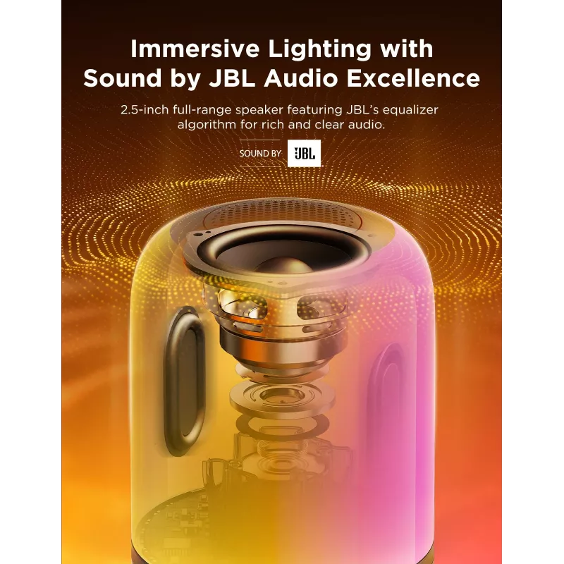Table Lamp Govee H6020 Table Lamp 2 Pro Sound by JBL — RGBIC + Soe Valge, 600 lm, Wi‑Fi & Bluetooth, 5200 mAh
