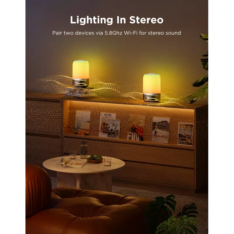 Table Lamp Govee H6020 Table Lamp 2 Pro Sound by JBL — RGBIC + Soe Valge, 600 lm, Wi‑Fi & Bluetooth, 5200 mAh