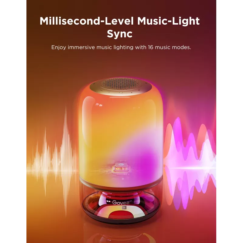 Table Lamp Govee H6020 Table Lamp 2 Pro Sound by JBL — RGBIC + Soe Valge, 600 lm, Wi‑Fi & Bluetooth, 5200 mAh
