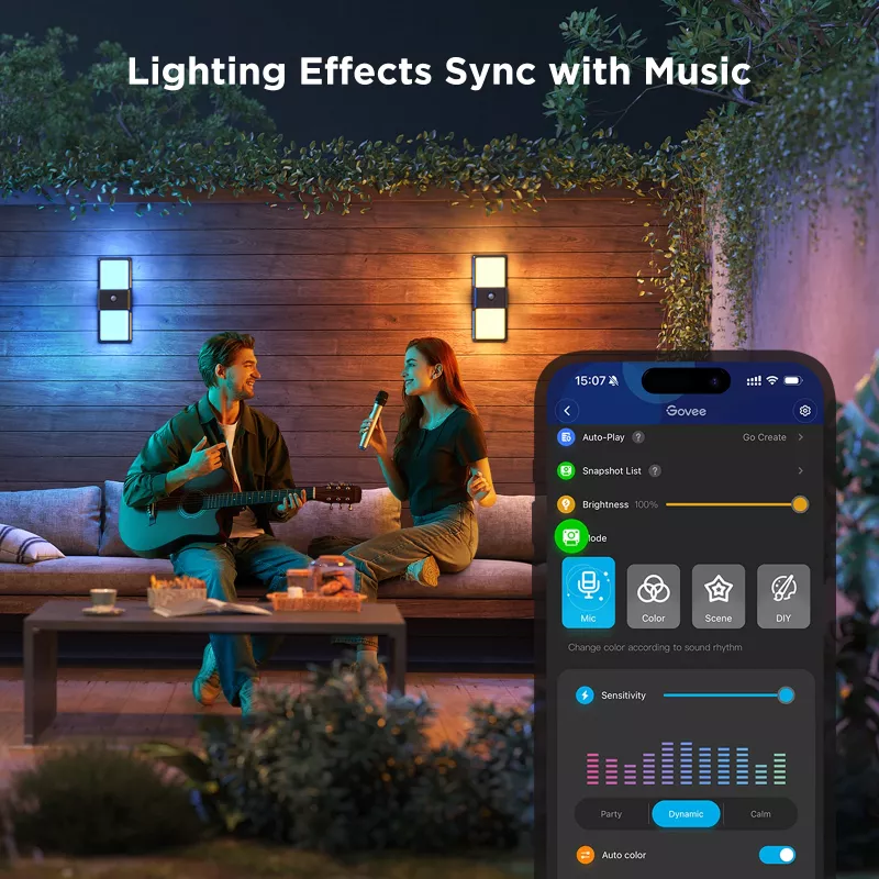 Välisseinalamp Govee H7078CD1 Smart RGB värvimuutusega, Wi‑Fi/nutijuhtimine