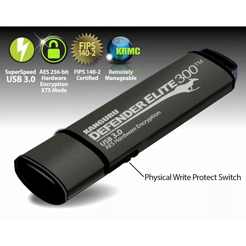 Kanguru Defender Elite 300 USB-mälupulk 256 GB USB Type-A 3.2 Gen 1 (3.1 Gen 1) Must