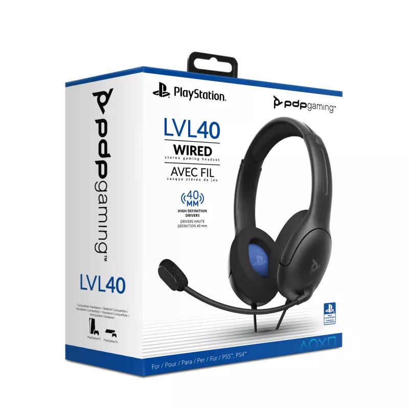 PDP LVL50 juhtmega peakomplekt PS4 valge - 50 mm draiver, juhtmega, juhtmega, mängimine, peakomplekt, must
