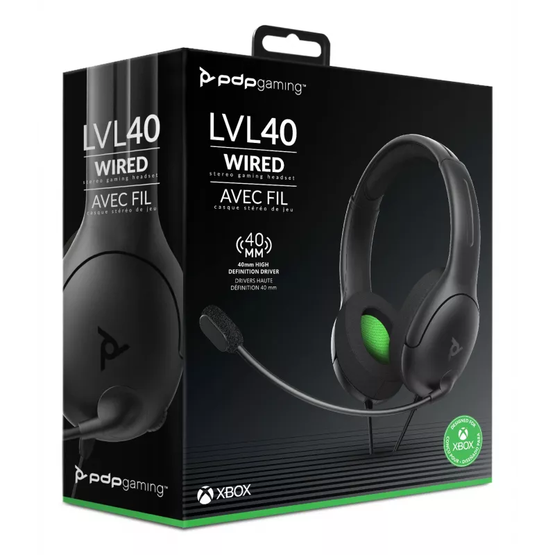 PDP LVL50 juhtmega stereopeakomplekt XBSX, juhtmega, mängimiseks, peakomplekt, must